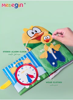 MEBEGIN Duck Character Hand Puppet Cloth Book, Colourful Comfort Toy Cloth Book, Baby Animal Tail Silent Cloth Book, Yellow Duck Role-play Toys, Early Education Activity Crinkle Busy Book for Toddlers, Made of Soft Comfortable Cloth Materials  - Image 3