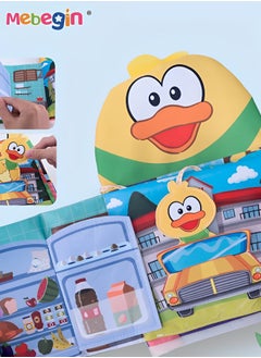 MEBEGIN Duck Character Hand Puppet Cloth Book, Colourful Comfort Toy Cloth Book, Baby Animal Tail Silent Cloth Book, Yellow Duck Role-play Toys, Early Education Activity Crinkle Busy Book for Toddlers, Made of Soft Comfortable Cloth Materials  - Image 2