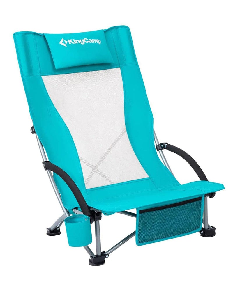 KingCamp Low Beach Chair, Folding Portable Chairs for Adults lightweight Extra Wide Ergonomic High Mesh Back Seat 300lbs Heavy Duty Oversized Gear with Carry Bag for Outdoor Lawn Camping Picnic - Image 1