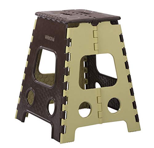 K3 18 Inches Super Strong Folding Step Stool for Adults and Kids Kitchen Stepping Stools Garden Step Stool Office StoolKitchen Stool Brown