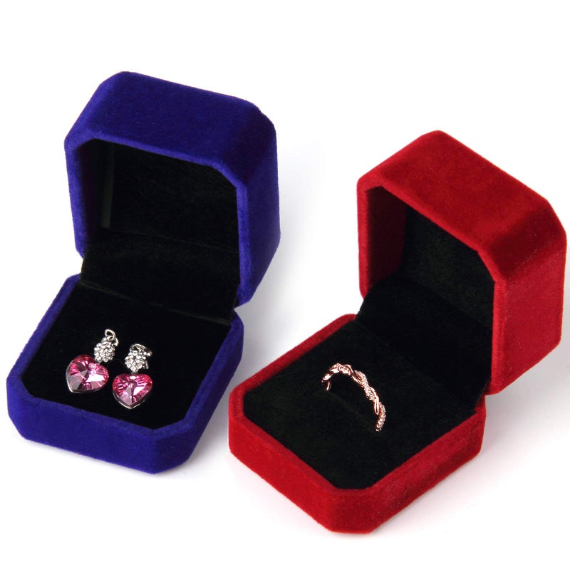 Lamoutor 9Pcs Velvet Ring Box Earring Box Jewelry Gift Box Assorted Color - Image 4