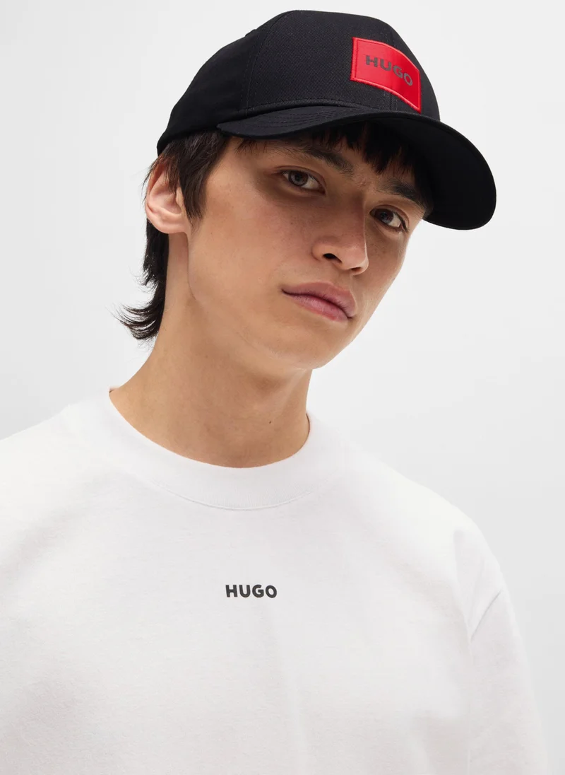 HUGO Cotton-twill cap with red logo label