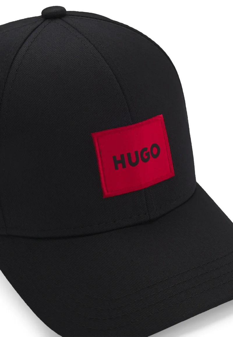 HUGO Black Cotton-twill cap with red logo label for Men | Best Price UAE