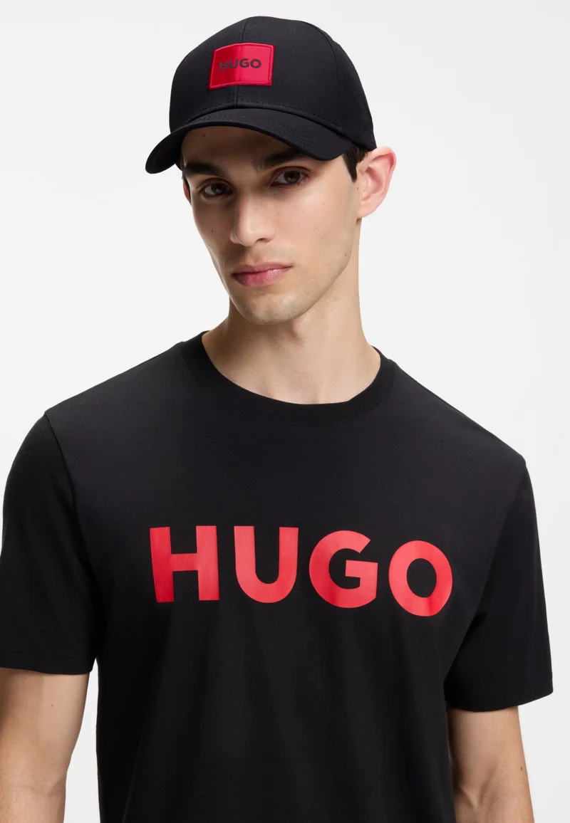 HUGO Black Cotton-twill cap with red logo label for Men | Best Price UAE