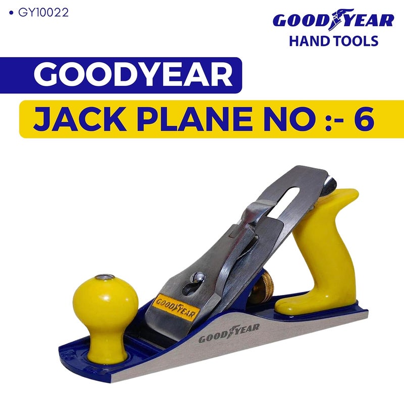 Good Year طائرة جاك، طائرة جاك من الصلب الكربوني رندا رقم 6، جسم من الحديد الزهر عالي الجودة، شفرة حديدية، صمولة قابلة للتعديل من النحاس لطائرة يدوية لأعمال النجارة، مخطط النجارة - Image 2