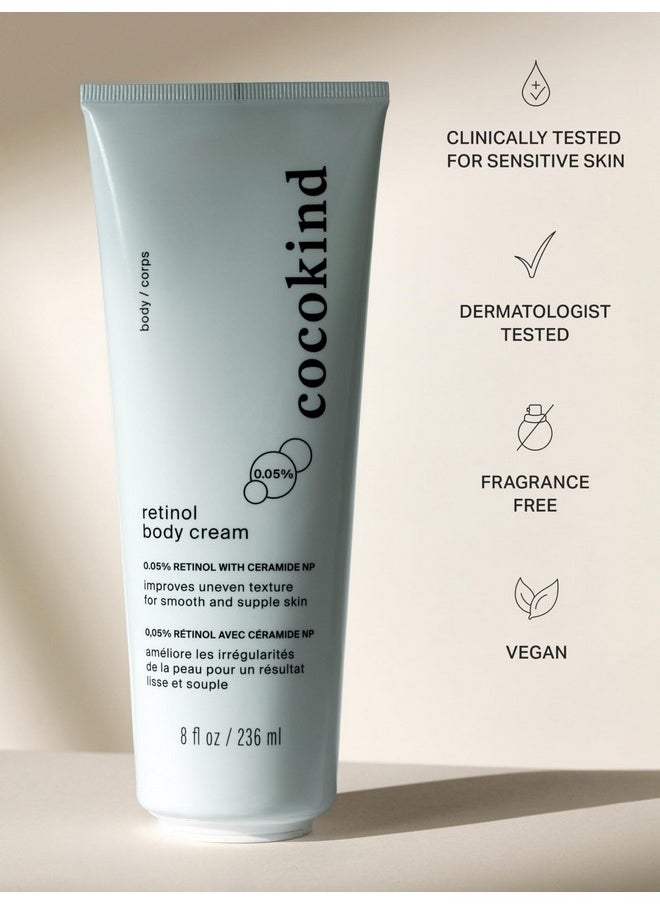 Cocokind - Cocokind Retinol Body Cream, Youthful Body Skin Treatment, All Skin Types including Sensitive Skin, Fragrance Free, Cruelty Free, Vegan, 8 fl oz - Image 1