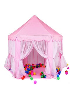 BabyGo BabyGo Kids Prince Princess Castle Theme Play Tent with Mosquito Net Design for Kids (Pink) (140cm x 135cm x 70cm)  - Image 1
