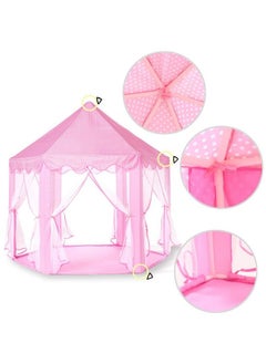 BabyGo BabyGo Kids Prince Princess Castle Theme Play Tent with Mosquito Net Design for Kids (Pink) (140cm x 135cm x 70cm)  - Image 4