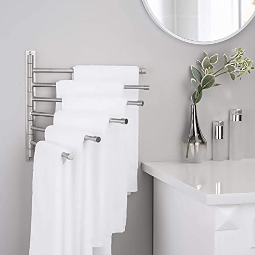 KES Swing Out Towel Bar, 6-Bar Folding Arm Swivel Hanger Bathroom Storage Organizer Wall Mount Rustproof 13 Inch SUS 304 Stainless Steel Brushed Finish, A2102S6-2 - Image 3