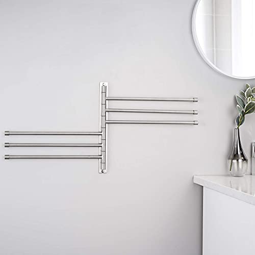 KES Swing Out Towel Bar, 6-Bar Folding Arm Swivel Hanger Bathroom Storage Organizer Wall Mount Rustproof 13 Inch SUS 304 Stainless Steel Brushed Finish, A2102S6-2 - Image 4