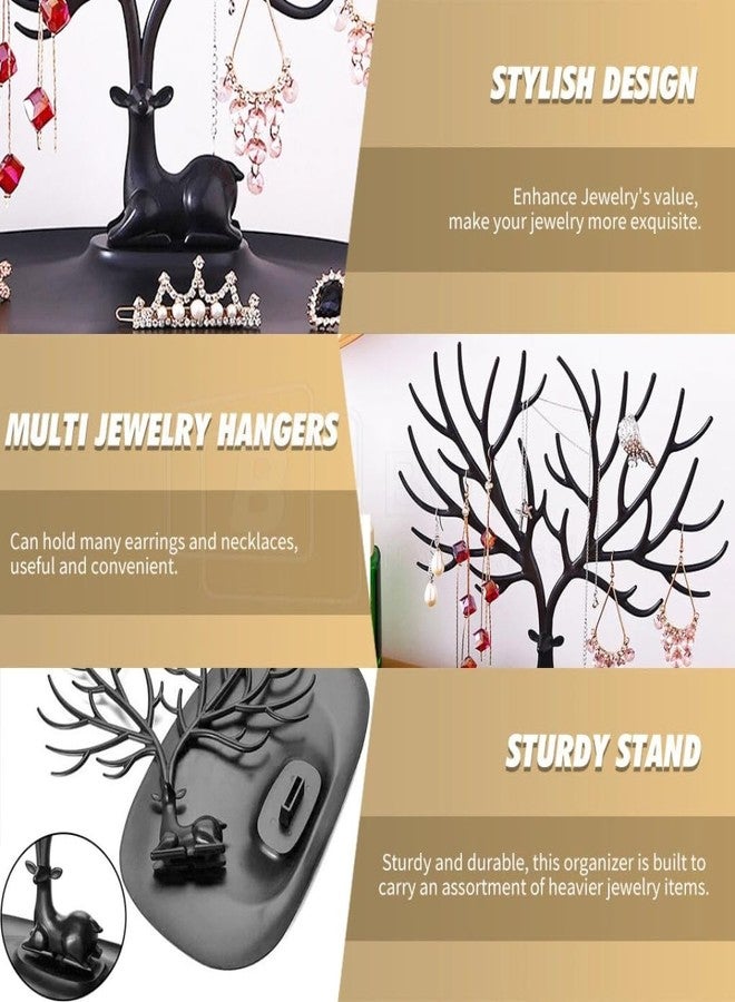 LAALIYA Deer Antler Jewellery Tree Stand with Storage Tray – Earrings, Necklace, Bracelet & Ring Holder for Wardrobe and Home Décor - Image 3
