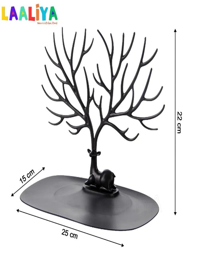 LAALIYA Deer Antler Jewellery Tree Stand with Storage Tray – Earrings, Necklace, Bracelet & Ring Holder for Wardrobe and Home Décor - Image 5