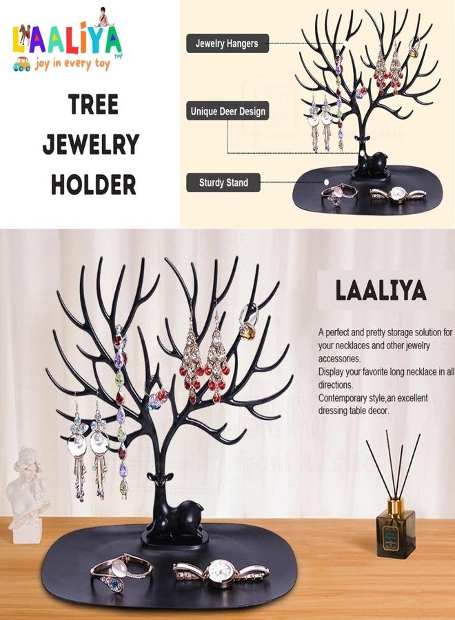 LAALIYA Deer Antler Jewellery Tree Stand with Storage Tray – Earrings, Necklace, Bracelet & Ring Holder for Wardrobe and Home Décor - Image 2