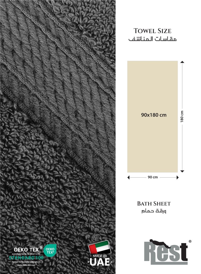 REST Premium Cotton Bath Sheet 90x180cm 4-Piece Bath Sheet Set, 600 GSM Quick Dry Highly Absorbent Thick Bathroom Soft Towels for Bath And Spa Lightweight, Quick Dry and Durable Grey - Image 5