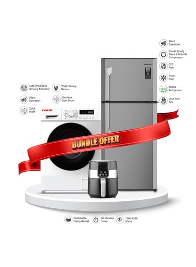 NIKAI Bundle 300L Double Door Refrigerator + 6kg Semi