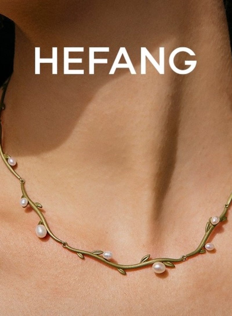 HEFANG Olive Leaf Vine Necklace - Image 4