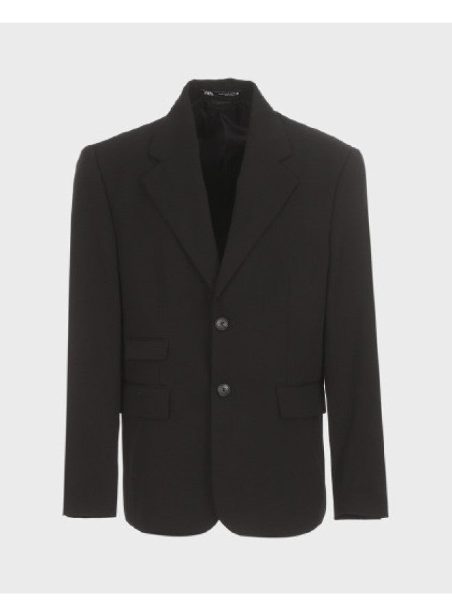 Zara men's Premium Solid Tailored Textured Business Casual Shoulder-padded Suit - Image 1