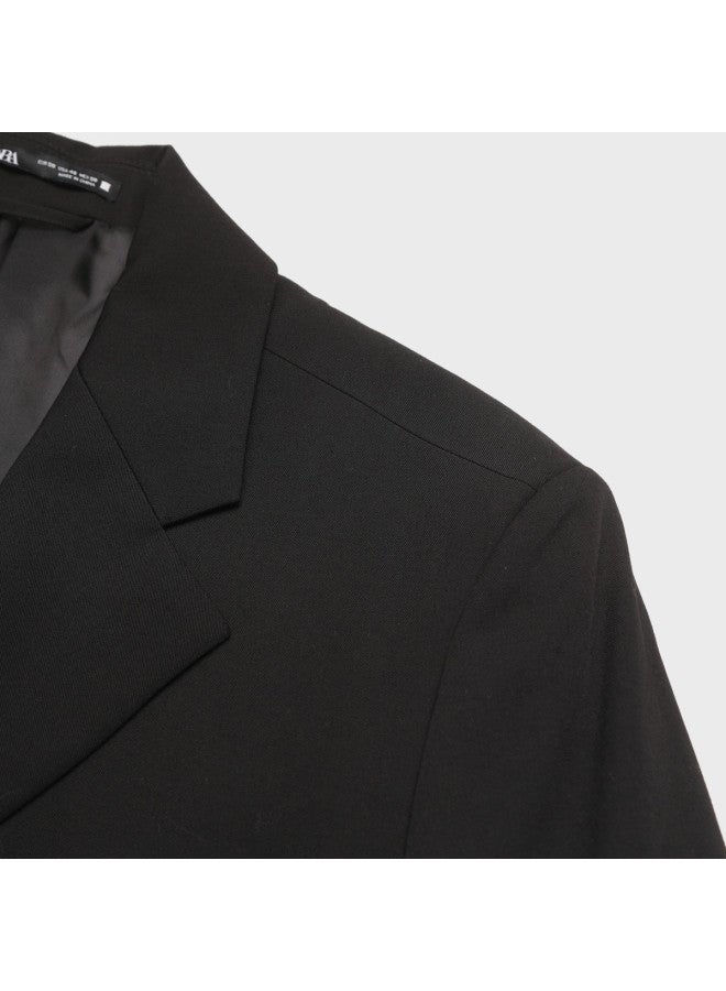 Zara men's Premium Solid Tailored Textured Business Casual Shoulder-padded Suit - Image 5