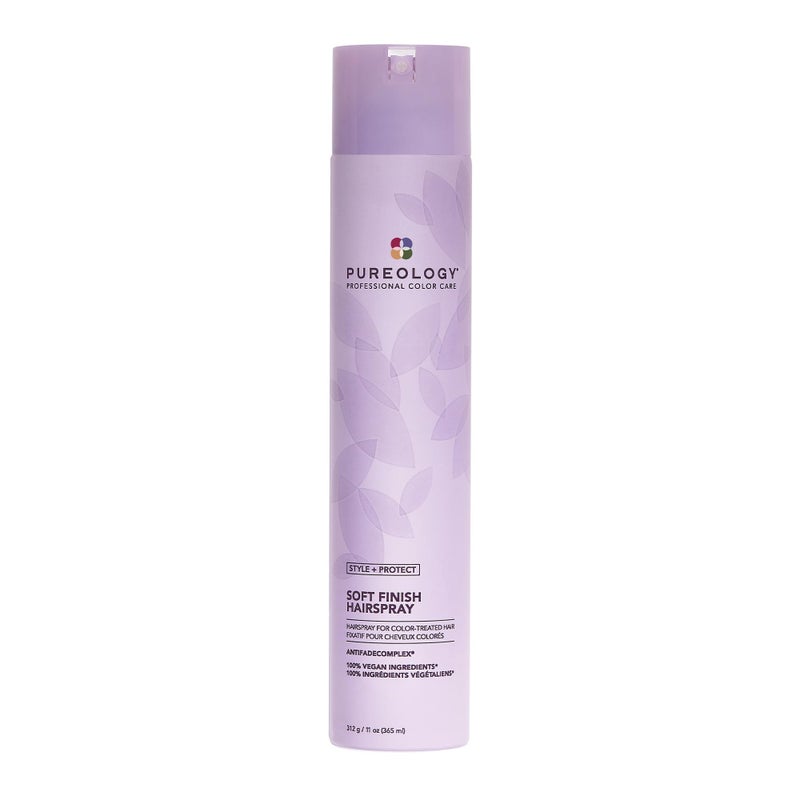 PUREOLOGY بخاخ الشعر بيوولوجي ستايل + بروتكت بلمسة ناعمة | للشعر المعالج بالألوان | تثبيت مرن، بخاخ شعر غير مجفف | خالي من السيليكون | نباتي | عبوة محدثة | 11 أونصة. - Image 1