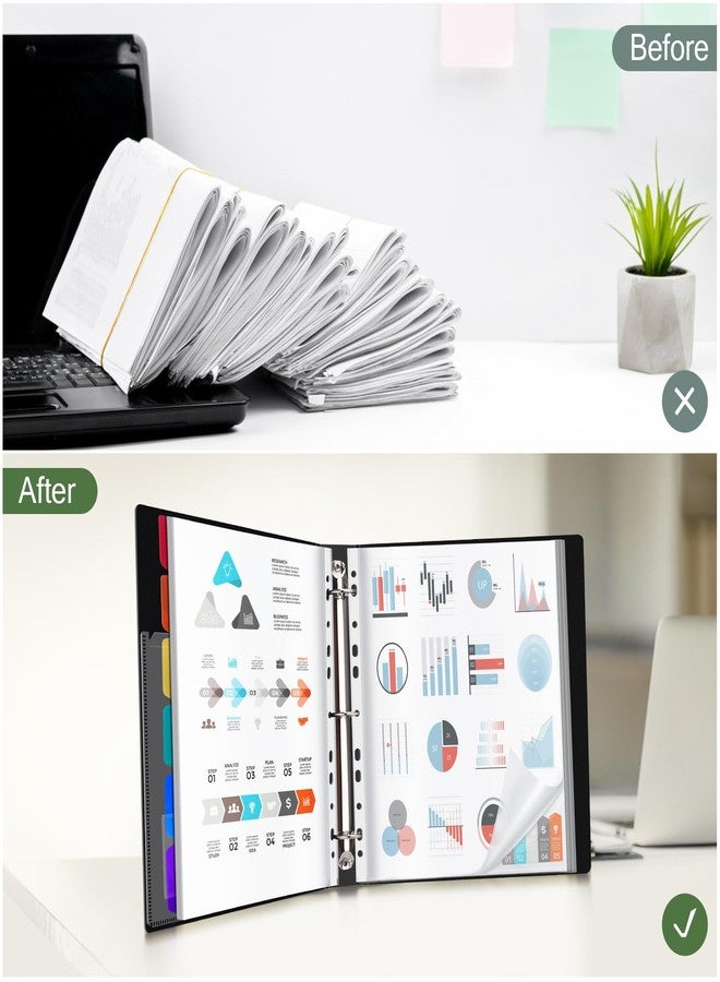 Uquelic 50-Pocket Binder with Plastic Sleeves for Letter/A4 Size(11" x 8.5"), Document Binder Organizer for Papers, Certificates and Artwork, Colorful PP Divider Pages for Presentation - Image 5