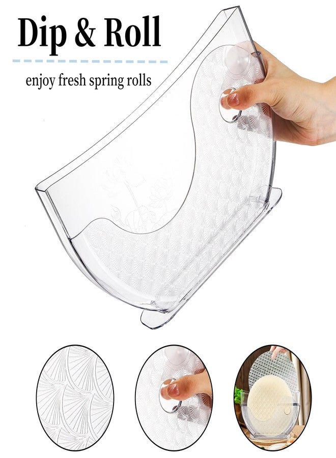 WRINGKIT 2 Pack Rice Paper Water Bowl Dipper, Spring Roll Water Bowl with Side Pocket, Plastic Rice Paper Holder for Spring Summer Roll Maker, Rices Papers Wrappers - Image 4