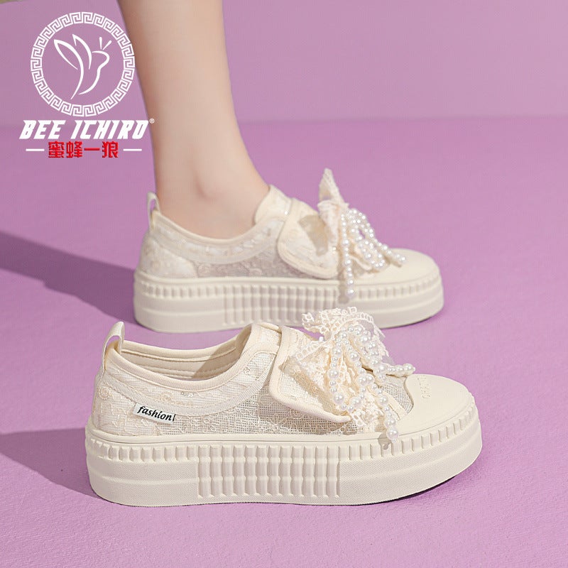 Bee And Wolf Flagship Store High-End Fashion Women'S Shoes Lace Mesh Fisherman Korean Style Versatile Hong Kong Style Casual Shoes For Girls - Image 4