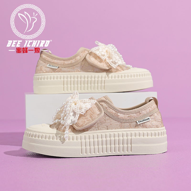 Bee And Wolf Flagship Store High-End Fashion Women'S Shoes Lace Mesh Fisherman Korean Style Versatile Hong Kong Style Casual Shoes For Girls - Image 1
