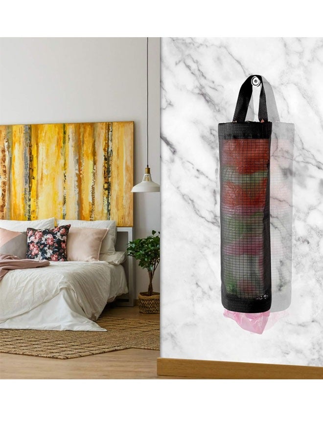 HQ-GAMING Hanging Folding Mesh Garbage Bag Organizer Trash Bags Holder Recycling Containers Plastic Waste Bag Storage for Kitchen (Black)-2pcs - Image 5