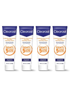 Clearasil Clearasil Stubborn Acne Control 5in1 Spot Treatment Cream, Maximum Strength, Benzoyl Peroxide Acne Medication, Fights Blocked Pores, Pimple Size, Excess Oil, Acne Marks & Blackheads, 1 oz (Pack of 4) 