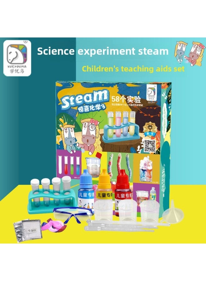 Xueyouma 58 Scientific Experiments Suit STEAM Volcano Eruption Children's Education Toys Surprise Chemistry 3-Color:Surprise Chemistry 3-58 Experiments - Image 1
