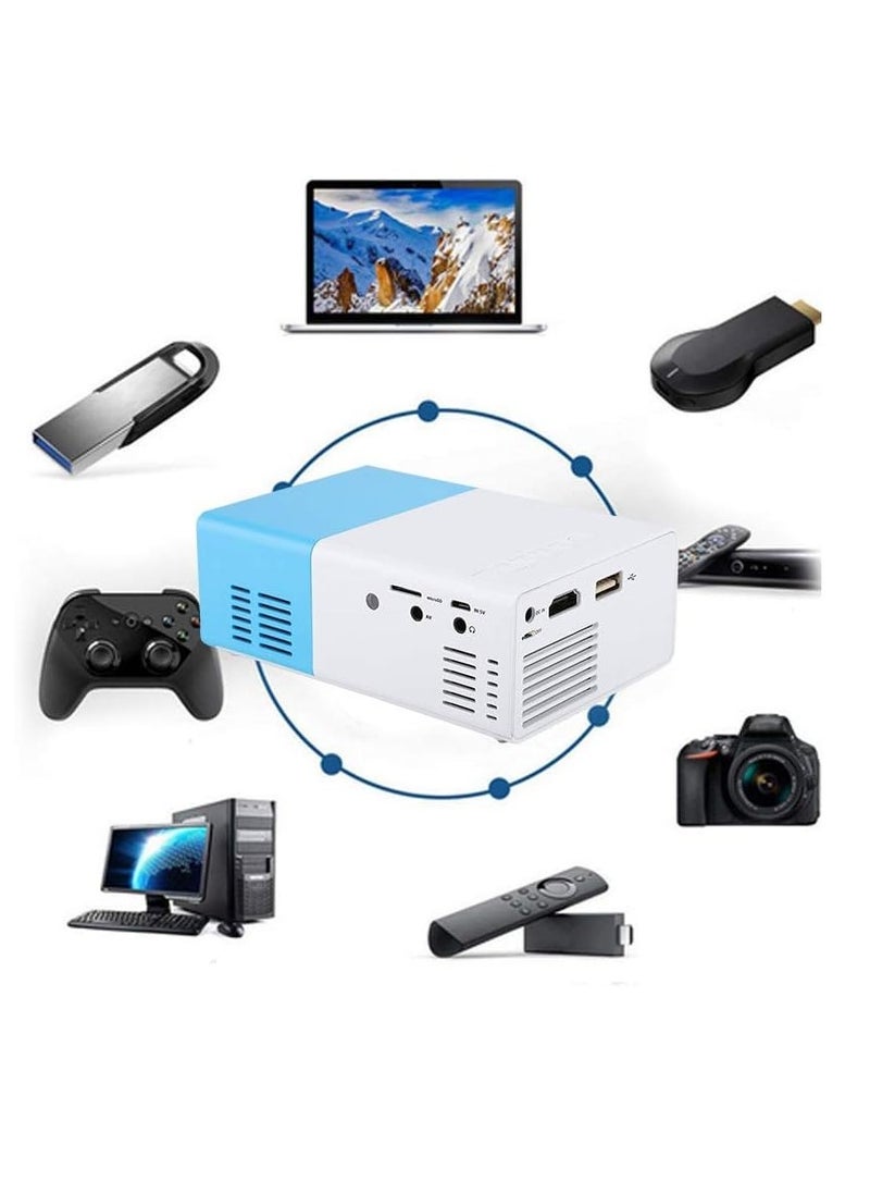 Generic - Mini Portable Projector Home Cinema Theater LED 1080P HD Projector 1920*1080 Resolution Video Projector,Support Multi-Device Connection,U Disk,Mobile Hard Disk,SD Card,AV( White Blue) - Image 1