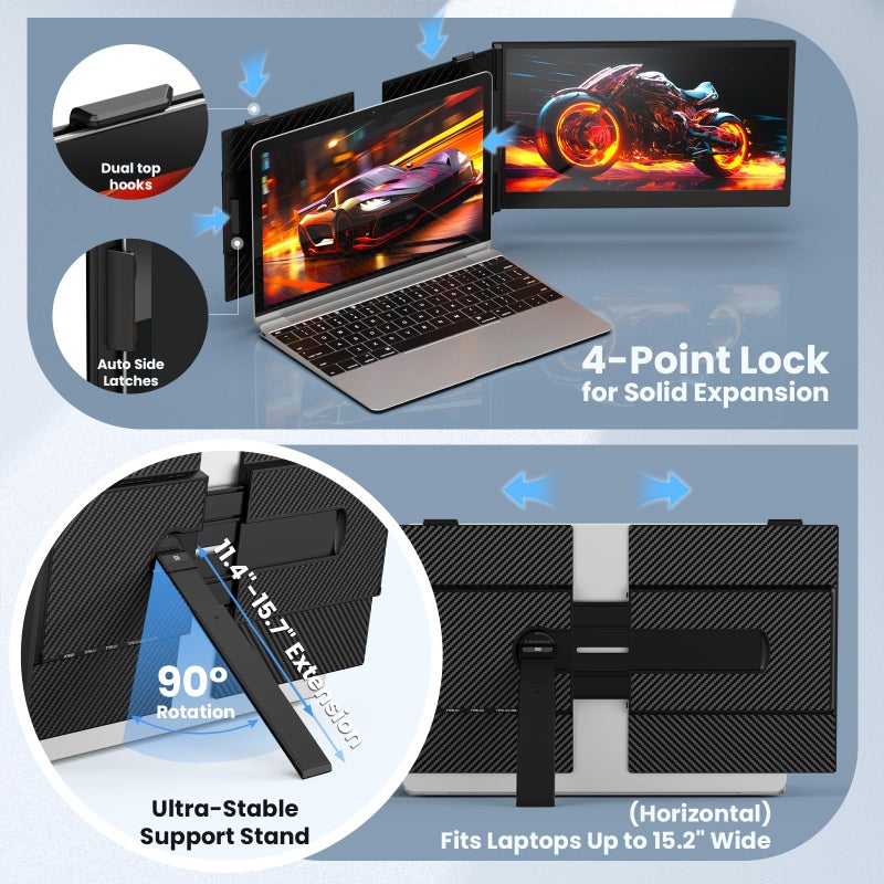 UK BONITOYS Laptop Screen Extender, 14-Inch Ultra-Thin & Lightweight, 1080P FHD Portable Travel Monitor, Plug & Play, Laptop Extended Monitor Portable for 13-17 Inch Laptops, Compatible with Win/Mac/Chrome/Linux - Image 4