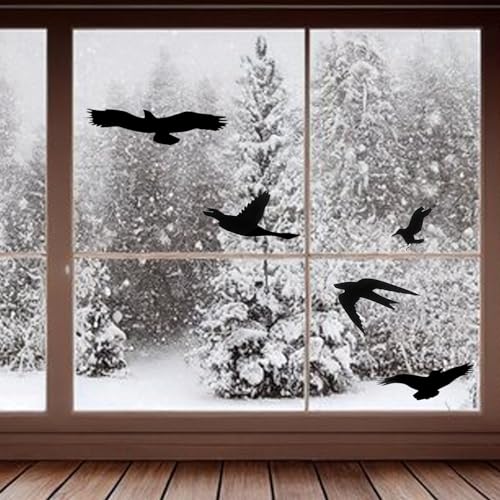 MESINURS Window Bird Stickers Anti-Collision Decals Glass Door Protection Save Birds Strikes, Black, 10 PCS - Image 1