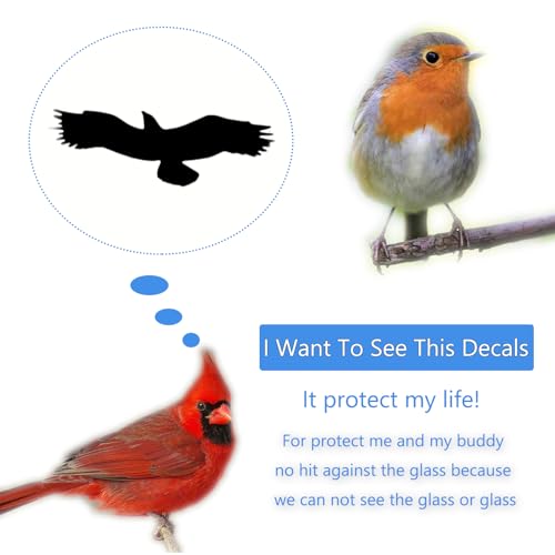 MESINURS Window Bird Stickers Anti-Collision Decals Glass Door Protection Save Birds Strikes, Black, 10 PCS - Image 3