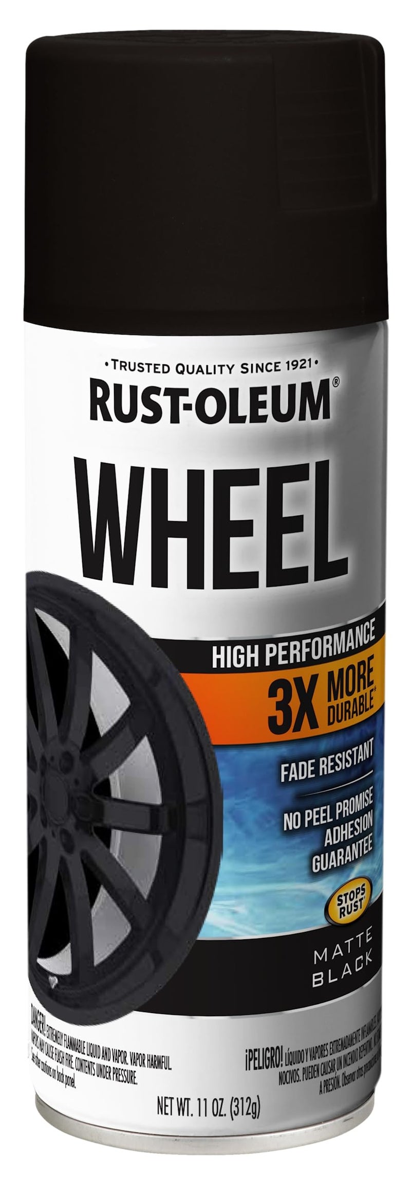 Rust-Oleum 366438 High Performance Wheel Spray Paint, 11 oz, Matte Black - Image 1