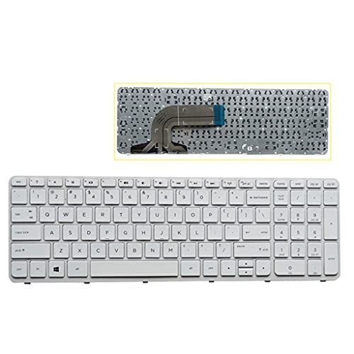 WISTAR Laptop Keyboard Compatible for HP Pavilion 15 15-A 15-E 15-F 15-G 15-H 15-N 15-S Series, 250 G3, 255 G3, 250 G2, 255 G2 749658-001 PK1314D2A00 TPN-Q118,TPN-F113 (White) with Frame - Image 2