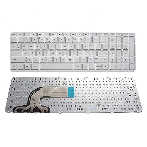 WISTAR Laptop Keyboard Compatible for HP Pavilion 15 15-A 15-E 15-F 15-G 15-H 15-N 15-S Series, 250 G3, 255 G3, 250 G2, 255 G2 749658-001 PK1314D2A00 TPN-Q118,TPN-F113 (White) with Frame - Image 5