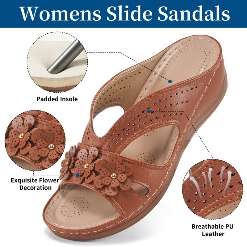 Ecetana Sandals for Women Wedge Shoes: Slip On Dressy Summer Comfortable Slides Sandals 2026 Casual Memory Foam Platform Shoes - Image 4