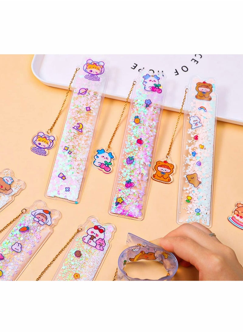 Excefore - Bookmarks Scale for Kids, Glitter Scale for School Stationery Items, Scale Ruler Set, Bookmarks for Books, Best Birthday Return Gift _ Pack of 3 – Random Color - Image 1