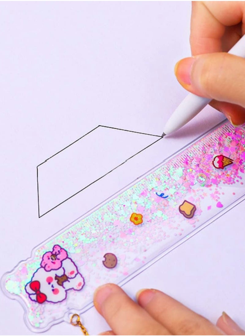 Excefore - Bookmarks Scale for Kids, Glitter Scale for School Stationery Items, Scale Ruler Set, Bookmarks for Books, Best Birthday Return Gift _ Pack of 3 – Random Color - Image 1
