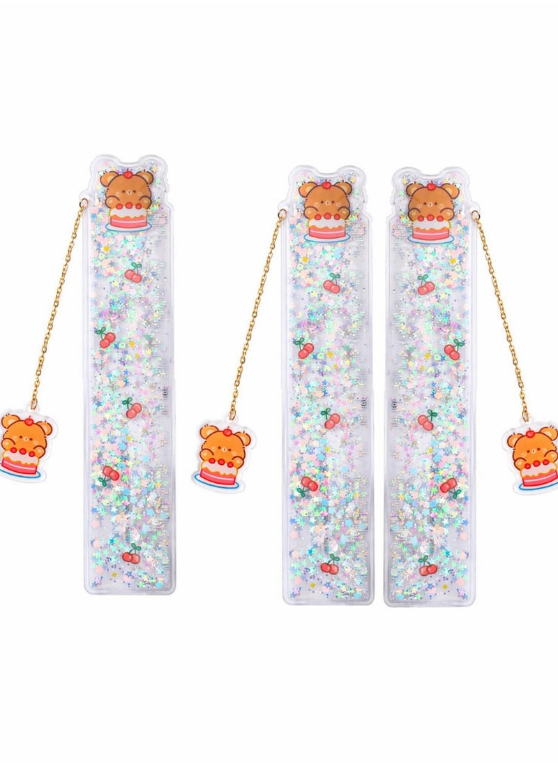 Excefore - Bookmarks Scale for Kids, Glitter Scale for School Stationery Items, Scale Ruler Set, Bookmarks for Books, Best Birthday Return Gift _ Pack of 3 – Random Color - Image 1