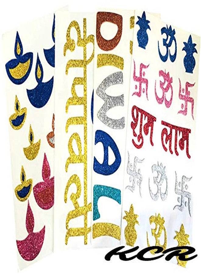KCR Glitter Foam Diwali Colourful Amazing Self Adhesive Stickers for DEEPAWALI Celebration for Art & Craft (Set of 4) - Image 2