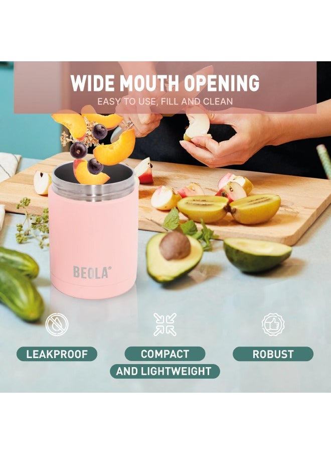 BEOLA 450ml Food Jar Lunch Box Thermos Stainless Steel Double Wall Insulated Travel Food Flask for Kids and Adults, 15oz (Fashion Pink)  - Image 4