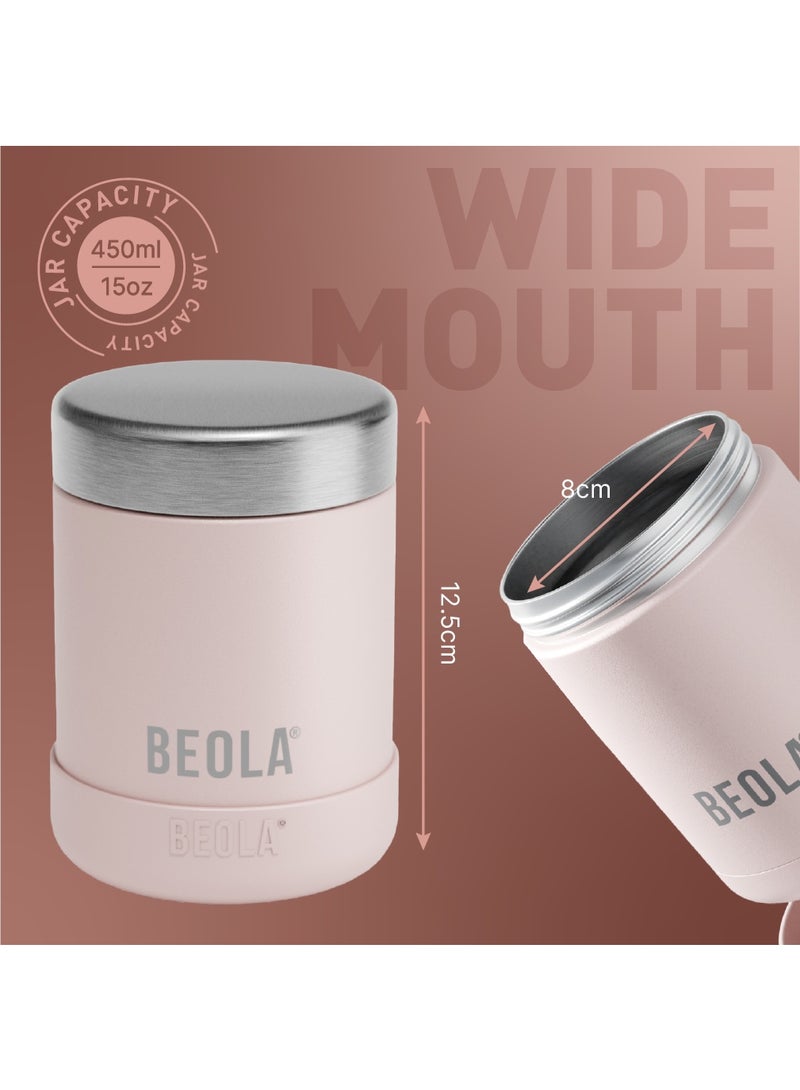 BEOLA 450ml Food Jar Lunch Box Thermos Stainless Steel Double Wall Insulated Travel Food Flask for Kids and Adults, 15oz (Fashion Pink) - Image 4