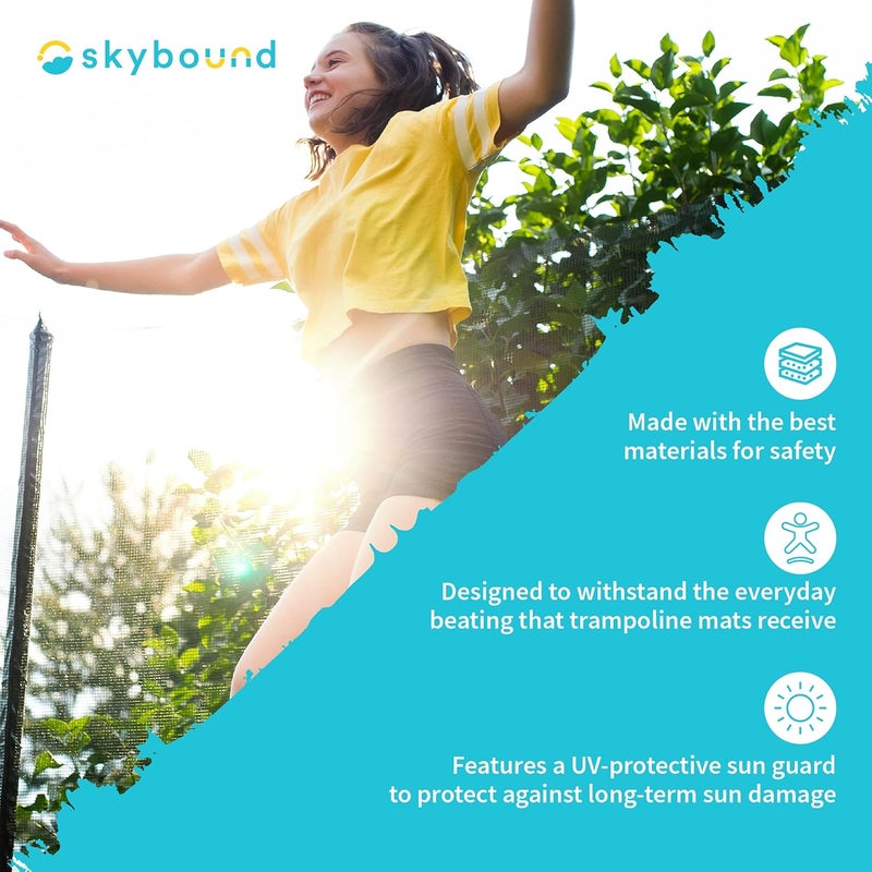 SKYBOUND Premium Trampoline Replacement Mat, Fits 14 Foot Frames w/Spring Tool, UV Sunguard for Longer Lasting Stitching, Durable V-Rings, Bounce Safely with Extra Rows of Stitching - Image 2