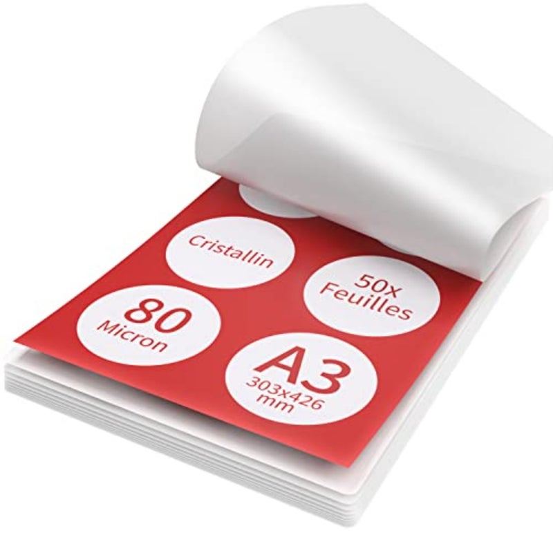 Laminating Pouches A3 for photos and notes, 160 micron polyester, glossy finish, premium quality with rounded corners - Image 1