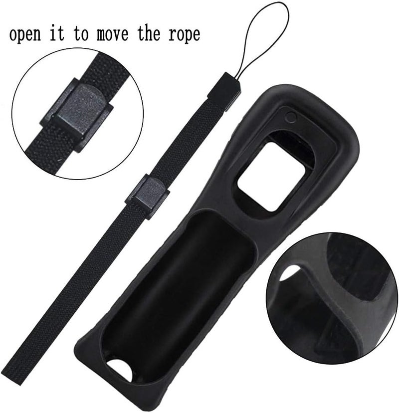 LACTIVX 2X Wii Silicone Case Cover with Wrist Strap for Wii Remote Controller (Black) - Image 2