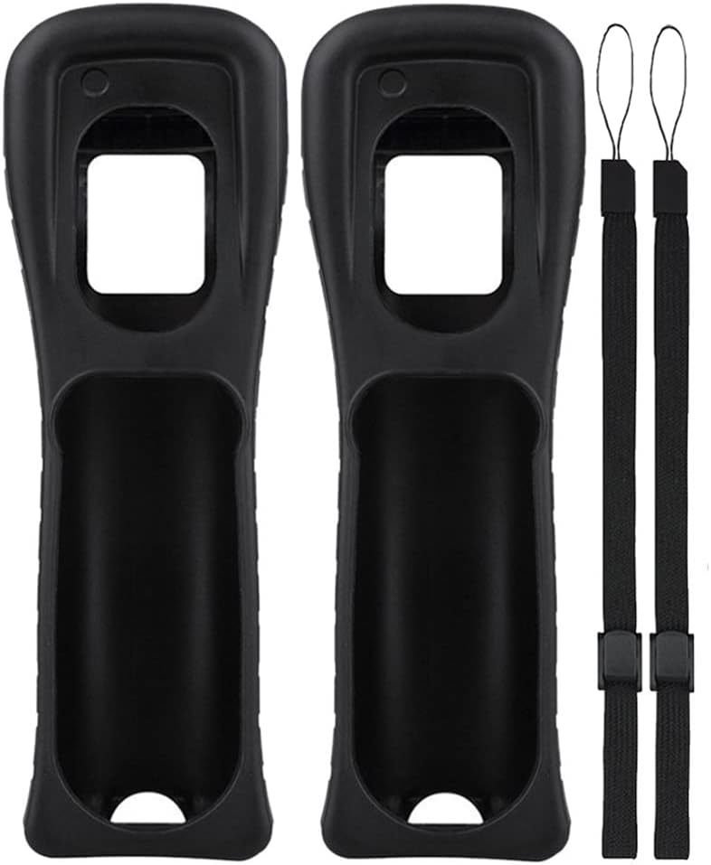 LACTIVX 2X Wii Silicone Case Cover with Wrist Strap for Wii Remote Controller (Black) - Image 1