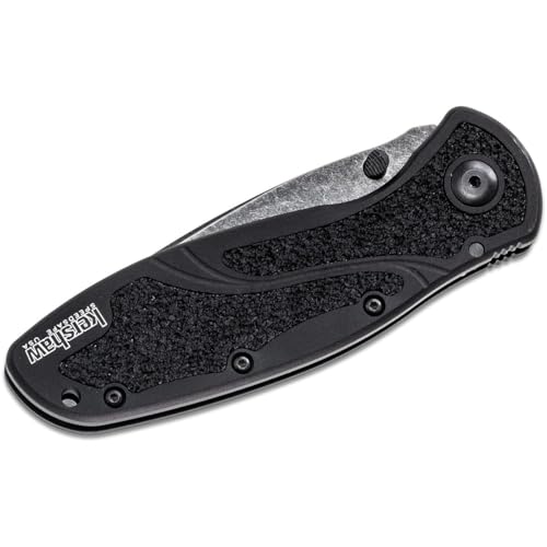 Kershaw Blur Blackwash Folding Knife (1670BW); 3.4 BlackWash 14C28N Steel Blade; Black Anodized Aluminum Handle with Black Textured Trac-Tec Inserts, SpeedSafe Opening, Reversible Pocketclip; 3.9 OZ - Image 2