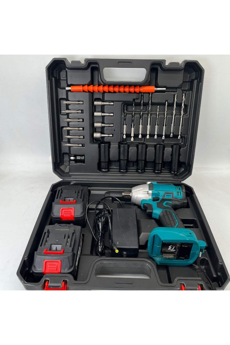 دينكس مجموعة مفاتيح كهربائية - محرك بدون فرش - عزم دوران قوي - مجموعة مثقاب بدون سلك مع بطاريتين، وصلة سداسية عميقة، رؤوس مفكات، رؤوس مثاقب لولبية، صندوق تخزين - مجموعة أدوات منزلية - Image 1